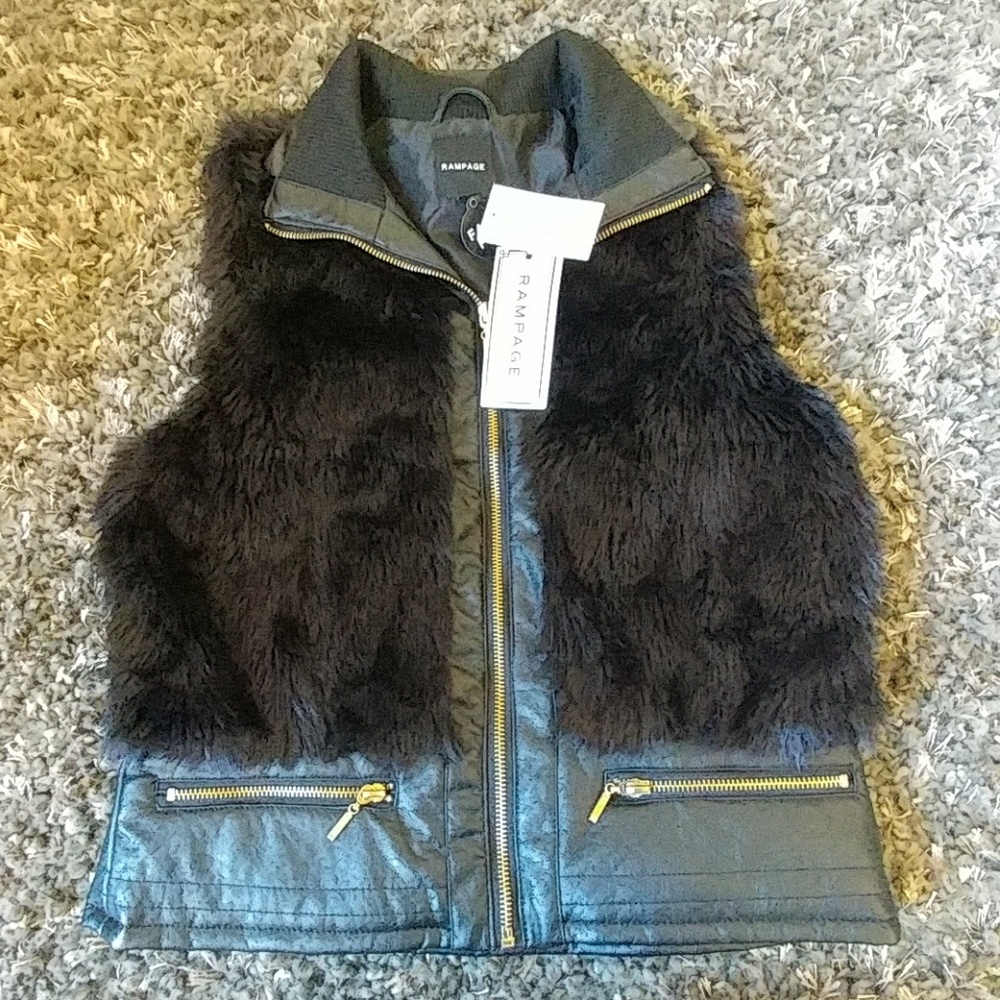 Vegan leather and fur vest